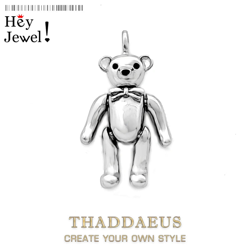 Winter Teddy Bear Pendant 925 Sterling Silver Fine Jewelry Gift