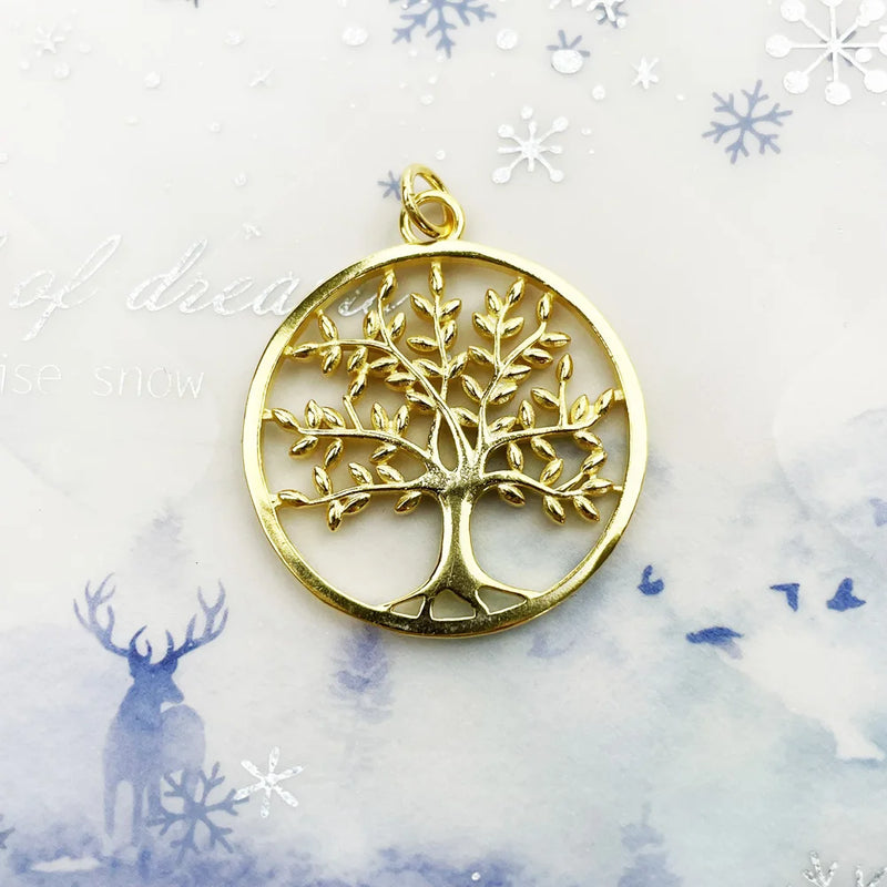 Pendant Tree 925 Sterling Silver Golden Rose Jewelry Accessories