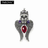 925 Sterling Silver Pendant Wing Crown Skull with Zircon Stones