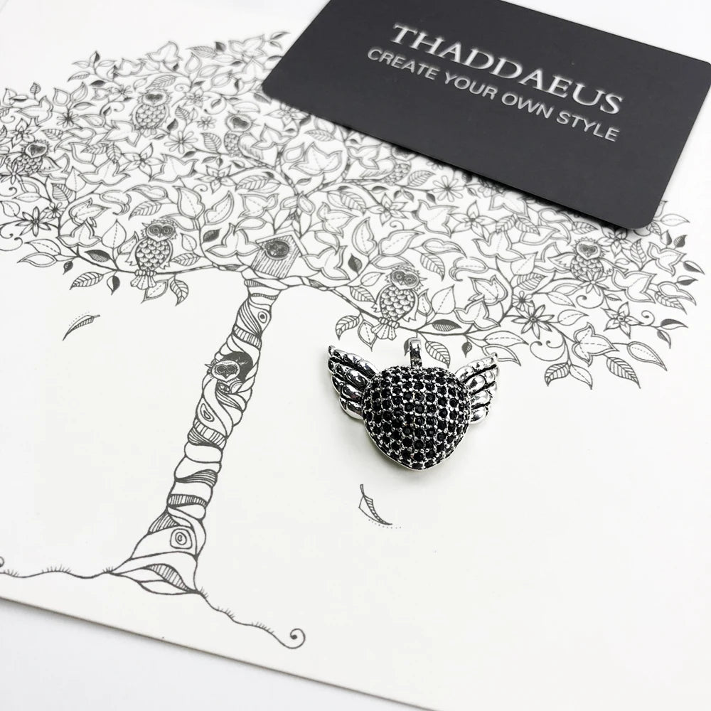 Pendant Wings Heart Black Vintage Jewelry Europe Bijoux Accessory