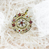 Pendant Wreath Flowers Amulet in 925 Sterling Silver Fine Jewelry