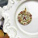 Pendant Wreath Flowers Amulet in 925 Sterling Silver Fine Jewelry