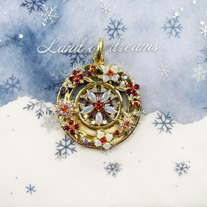 Pendant Wreath Flowers Amulet in 925 Sterling Silver Fine Jewelry