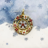 Pendant Wreath Flowers Amulet in 925 Sterling Silver Fine Jewelry
