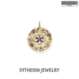 Pendant Wreath Flowers Amulet in 925 Sterling Silver Fine Jewelry