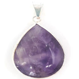 Amethyst Teardrop Pendant Necklace Brazilian Silver Plated