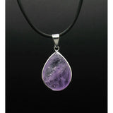 Amethyst Teardrop Pendant Necklace Brazilian Silver Plated