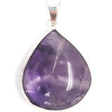 Amethyst Teardrop Pendant Necklace Brazilian Silver Plated