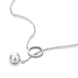 925 Silver Infinity Long Chain Pearl Pendant Necklace