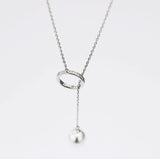 925 Silver Infinity Long Chain Pearl Pendant Necklace