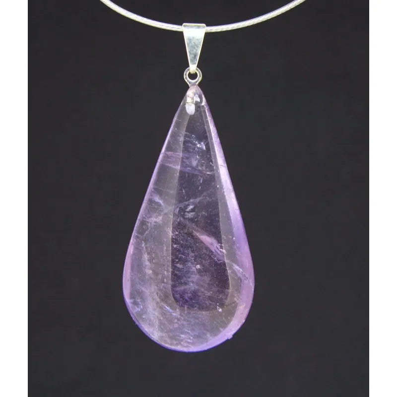 Amethyst Teardrop Pendant Necklace, Natural Stone from Brazil
