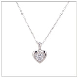 Heart Pendant Necklace 925 Sterling Silver Plated Platinum