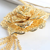 Gold Plated Pendant Necklace with Crystal Accent