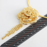 Gold Plated Pendant Necklace with Crystal Accent