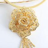 Gold Plated Pendant Necklace with Crystal Accent