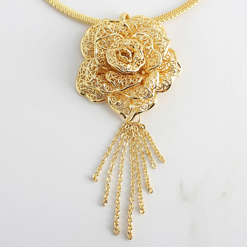Gold Plated Pendant Necklace with Crystal Accent