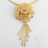 Gold Plated Pendant Necklace with Crystal Accent