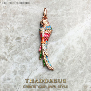 Colourful Parrot Pendant, 925 Sterling Silver Jungle Gift