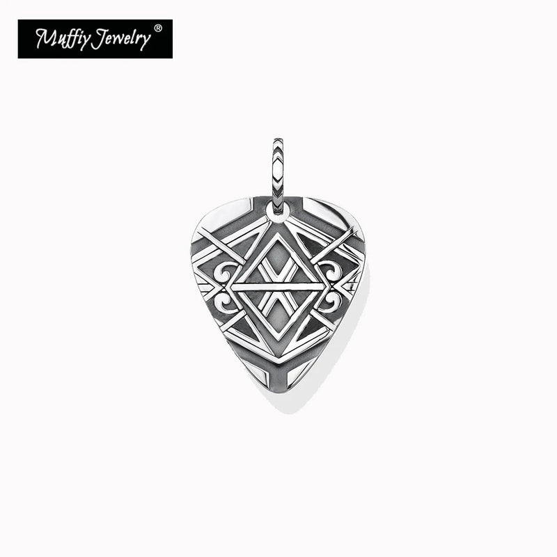 925 Sterling Silver Dog Tag Pendant Guitar Plectrum Necklace Jewelry