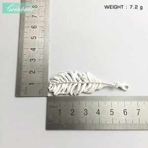 Feather Pendant 925 Sterling Silver Jewelry Lobster Clasp Necklace Bijoux