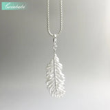 Feather Pendant 925 Sterling Silver Jewelry Lobster Clasp Necklace Bijoux