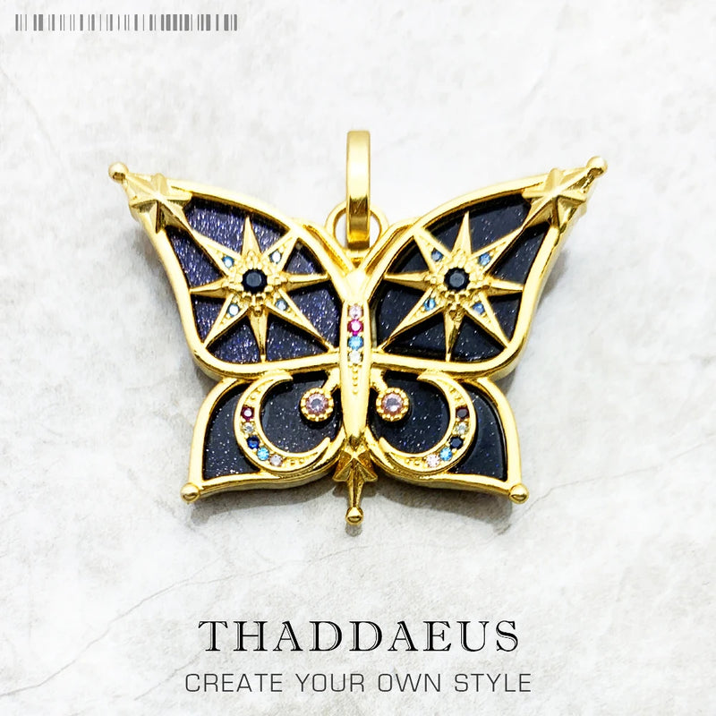 Golden Star & Moon Pendant 925 Sterling Silver Bohemia Gift
