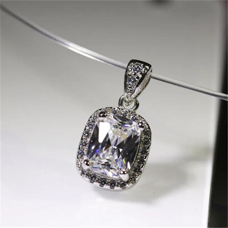 925 Sterling Square Pendant Charms Bridal Wedding