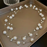Multilayer Pearl Necklace Long Sweater Chain Women Jewelry Gift