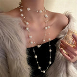 Multilayer Pearl Necklace Long Sweater Chain Women Jewelry Gift