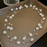 Multilayer Pearl Necklace Long Sweater Chain Women Jewelry Gift