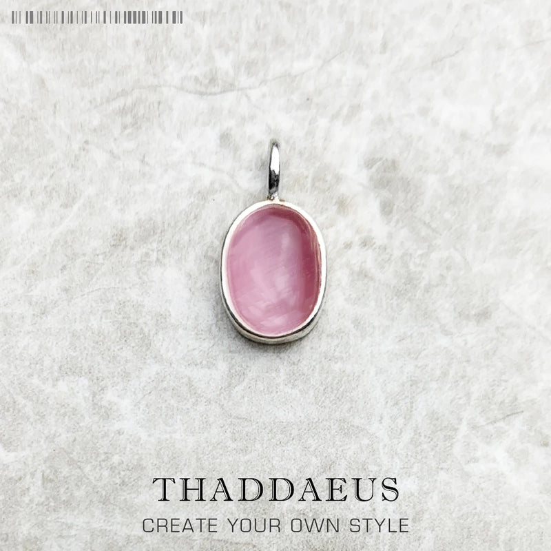 Pink Oval Opal Stone Pendant Winter Jewelry 925 Sterling Silver Gift