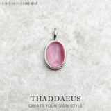 Pink Oval Opal Stone Pendant Winter Jewelry 925 Sterling Silver Gift