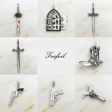 Skull Sword Blood Pistol Gun Biker Boot Jewelry 925 Silver