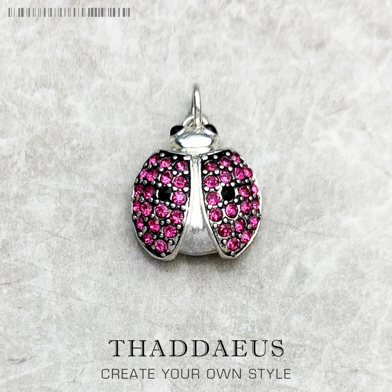 Red Wings Beetle Lady Bug Pendant 925 Sterling Silver