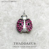 Red Wings Beetle Lady Bug Pendant 925 Sterling Silver