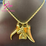 Copper Mermaid Key Necklace with Long Chain