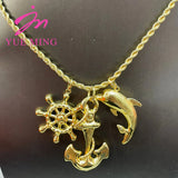 Copper Mermaid Key Necklace with Long Chain