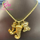 Copper Mermaid Key Necklace with Long Chain