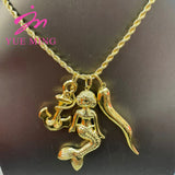 Copper Mermaid Key Necklace with Long Chain
