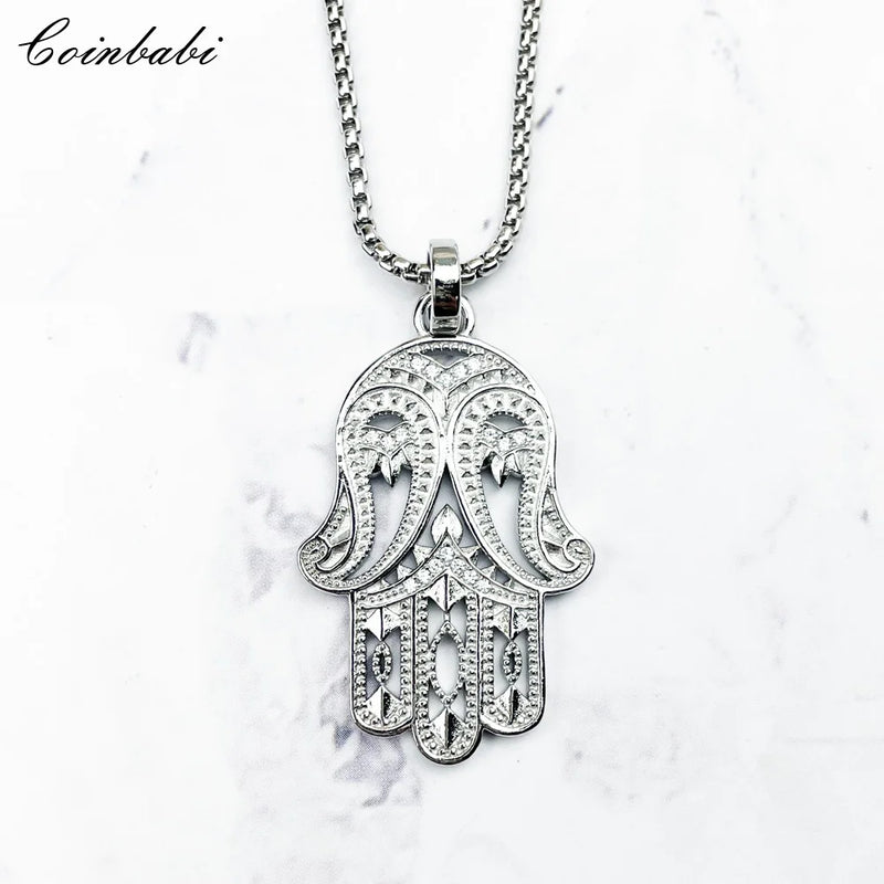 Hand of Fatima 925 Sterling Silver Pendant Necklace