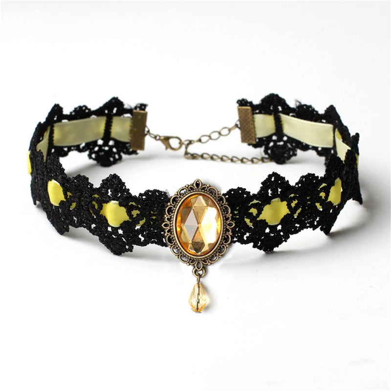 Retro Gothic Lace Choker Sexy Necklace with Clavicle Chain for Mom