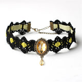 Retro Gothic Lace Choker Sexy Necklace with Clavicle Chain for Mom