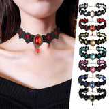 Retro Gothic Lace Choker Sexy Necklace with Clavicle Chain for Mom