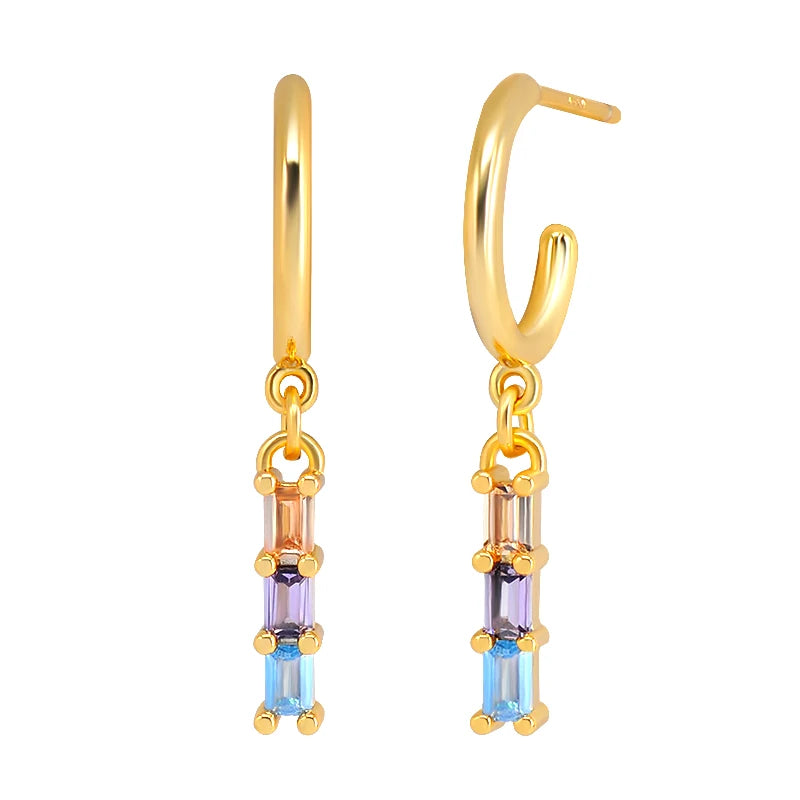 925 Silver CZ Crystal Cross Earrings for Women