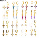 925 Silver CZ Crystal Cross Earrings for Women