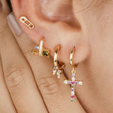 925 Silver CZ Crystal Cross Earrings for Women