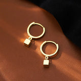 925 Sterling Silver Square Drop Earrings Hoop Style Jewelry