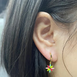 Colorful Enamel Orange Starfish Hoop Earring For Women
