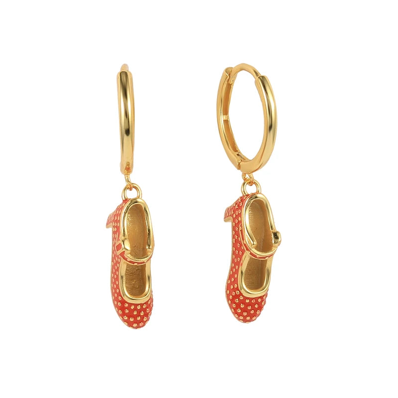 Colorful Enamel Orange Starfish Hoop Earring For Women