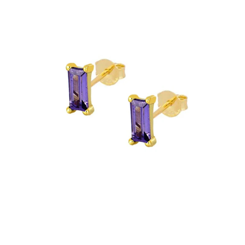 Purple Zircon Cartilage Circle Earrings 18k Gold Plated Drop Earring